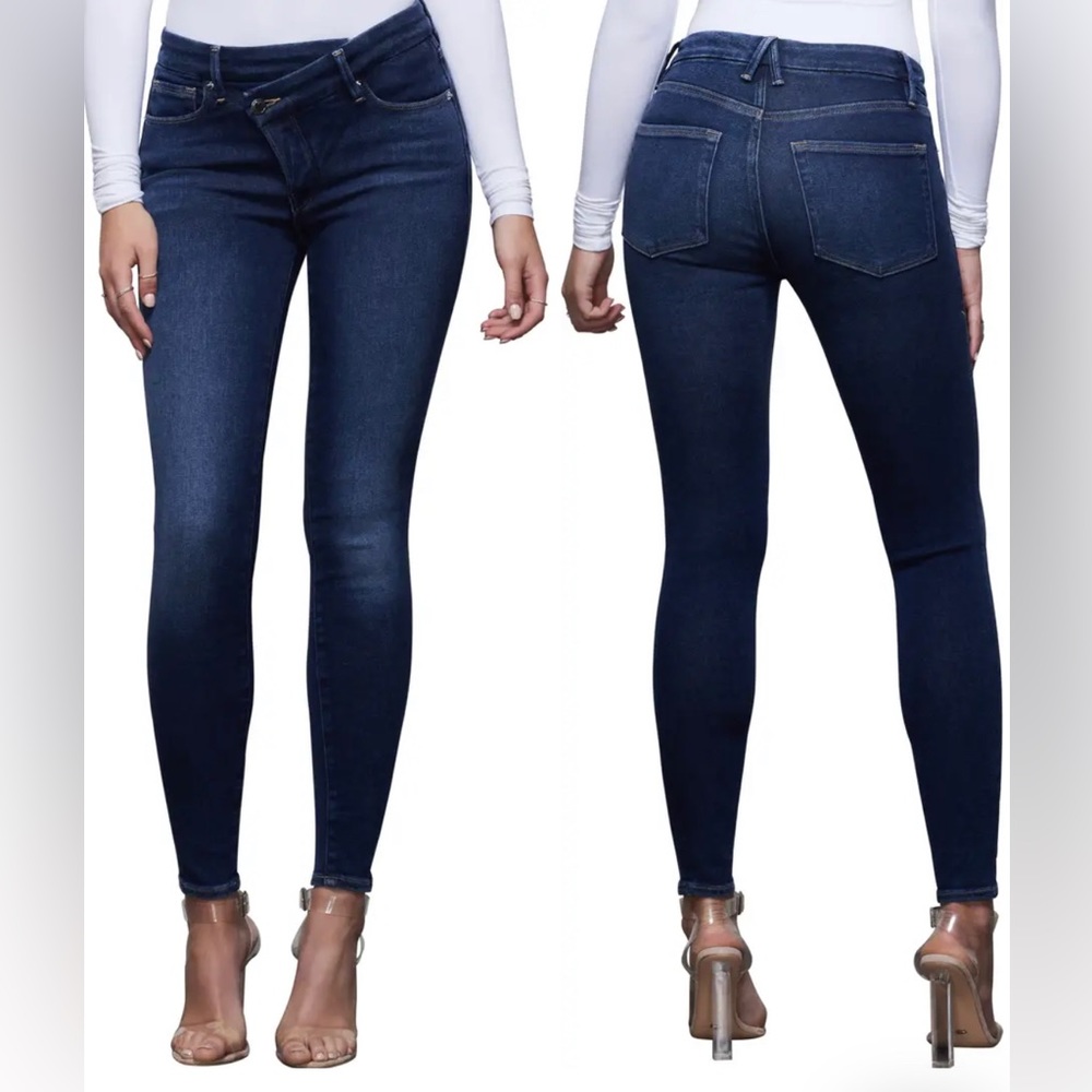 Good American: Good Legs Crossover High Waist Ankle Skinny Jeans Size 0 / 25